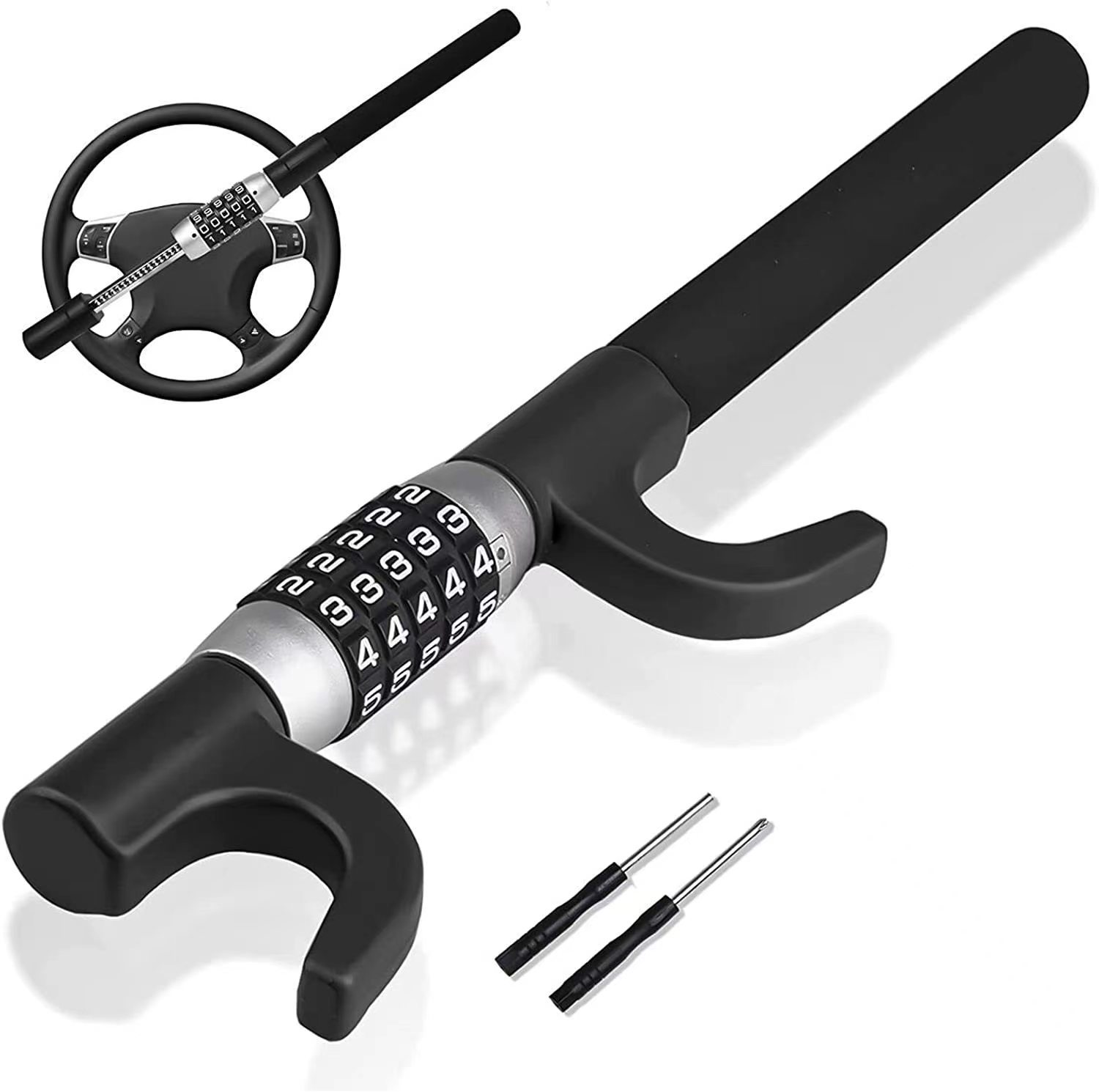 Steering Wheel Lock Anti-Theft Car Lock, Keyless Password 5 Coded Combination Antitheft Lock (2).jpg